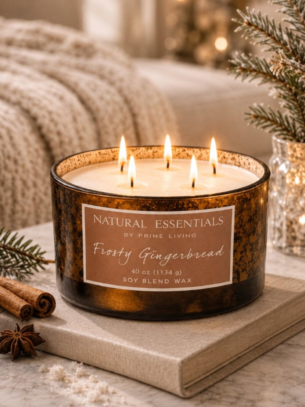 Jumbo 40 oz Mercury Glass Frosty Gingerbread Soy Candle